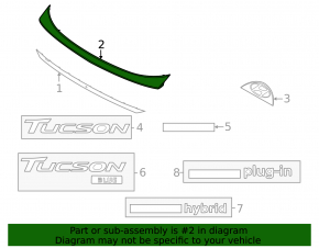 Hyundai Tucson 2022-25 trunk lid trim