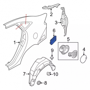 Ventilation shield left Ford Fiesta 11-19