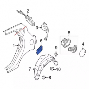 Ventilation shield left Ford Fiesta 11-19