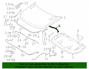 Rear center hood seal for Land Rover Range Rover 13-21