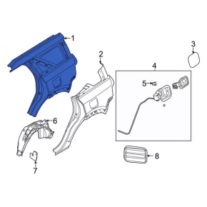 Quarter wing rear right Ford Bronco Sport 21-25 on the body, orange, bumpers