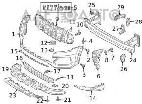 Front bumper mount, right wing, Audi Q8 19-24, broken latches, missing fragment