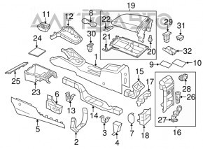 Central console armrest and cup holders VW Jetta 11-18 USA beige, scratches