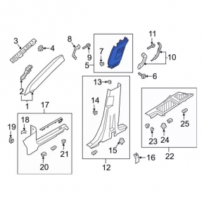 Center pillar trim lower right Ford Explorer 20- black