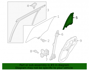 Mazda CX-50 rear left triangle door glass, 23-25 tinted