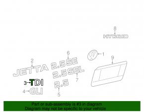 Emblem inscription TDI trunk lid VW Jetta 11-18 USA