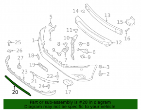 Front bumper molding lower Nissan Pathfinder 13-16 prerest chrome