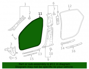 Front left door seal for Lexus LS 18-23
