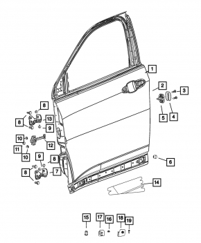 Bare door front right Jeep Compass 17-