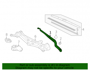 Left windshield wiper arm for Lexus CT200h 11-17