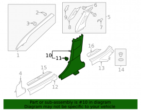 Center pillar trim lower left Hyundai Elantra UD 11-16