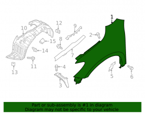 Front right wing Nissan Pathfinder 13-20 silver K23 torn small poke