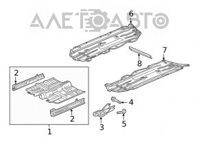 The right underbody protection of a Honda Insight 19-22 is worn and torn.