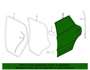 Bare rear door left VW Touareg 11-17