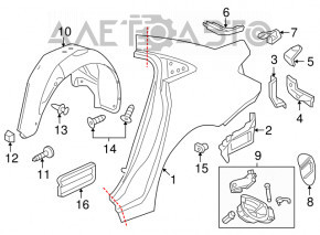 Rear left fender liner Chevrolet Cruze 11-15