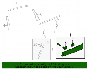 Door trim lower rear right Honda CRV 12-16 structure