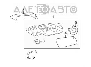 Right side mirror assembly Ford Flex 09-12 prerest 3 pins, structure