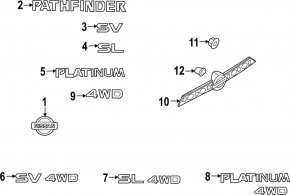 Nissan Pathfinder 22-25 trunk door molding
