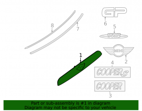 Trunk door trim with handle Mini Cooper F56 3d 14-21 dorest black, without camera with backlight