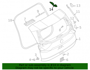 Left tailgate hinge Nissan Rogue 21-24