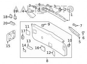 Trunk door trim right Subaru Forester 19-24 SK black