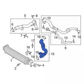 Intercooler pipe left Ford Explorer 20-24 3.0T 3 parts