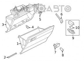 Glove box, glove compartment VW Atlas 18- black