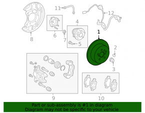 Rear left brake disc Toyota Sienna 04-10