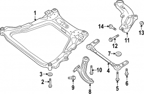 Front subframe Nissan Rogue Sport 17-19 rusty, 1 silent block torn, 1 silent block cracked