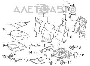 Passenger seat Toyota Prius V 12-17 without airbag, leather dark gray