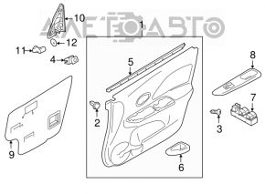 Door trim card front right Nissan Versa 12-19 usa black under handle
