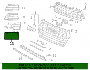 Front bumper number plate holder Audi Q5 80A 18-20 S-Line