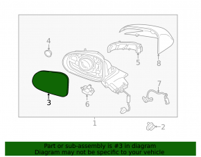 Right mirror element Hyundai Santa FE 21-23 BSM