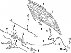 The bare hood of the Audi Q4 e-tron 2022-2025