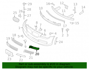 Left front bumper grille for BMW 7 Series F01 11-15 (with M package, partially open) and (with M package, without hot-climate)
