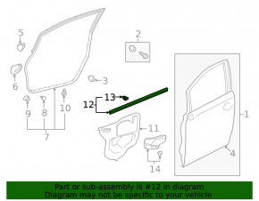 Front right door seal Lexus Hs250h 10-12 lower