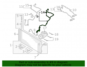 Air conditioning pipe Audi Q7 4L 10-15 under the rear heater