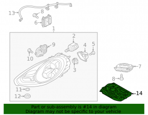 Left headlight mount Porsche Panamera 14-16 for LED
