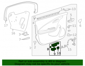 Front left window lift control for Chevrolet Volt 11-15 with trim, structure