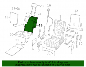Backrest of the rear row of seats, 2nd row, right, VW Atlas 20-21, black fabric