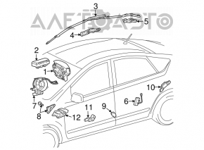 Airbag in the driver's steering wheel of the Toyota Prius 2004-06, black, without a squib, chrome finish