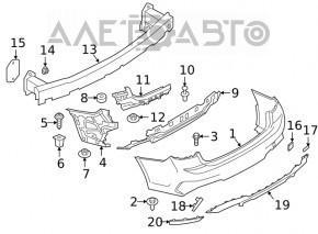 Rear bumper mount under the right light BMW 3 G20 19-22