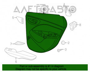 Door trim panel, rear right, Dodge Dart 13-15, black