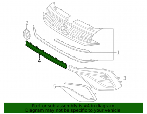 Front bumper lip trim central VW Tiguan 22-24 structure