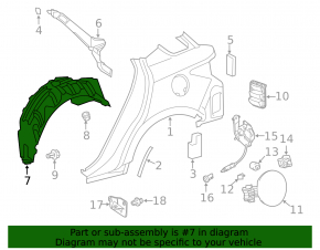 Rear left fender liner Lexus CT200h 11-17