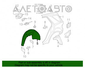 Rear right fender liner for Mercedes W164 ML