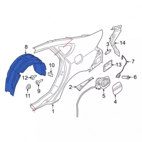 Rear right mudguard Ford Fusion mk5 13-20