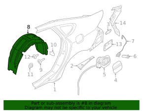 Rear right mudguard Ford Fusion mk5 13-20