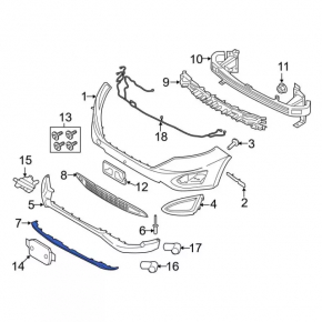 Front bumper lip trim Ford Edge 15-18 prerest SPORT