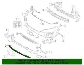 Front bumper lip trim Ford Edge 15-18 prerest SPORT